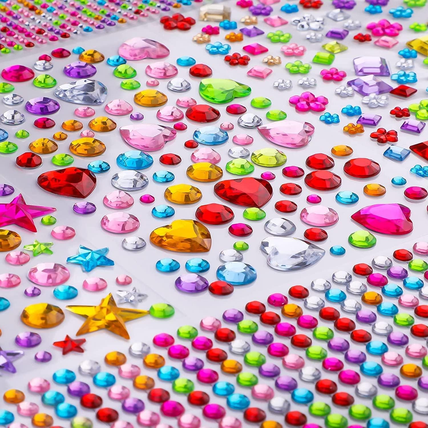 Gem Stickers, 1510 Pcs Rhinestone Stickers, Self Adhesive Jewel Stickers, Bling Gems for Crafts, Stick on Gems for Makeup, DIY, Eye, Nail, Assorted Sizes