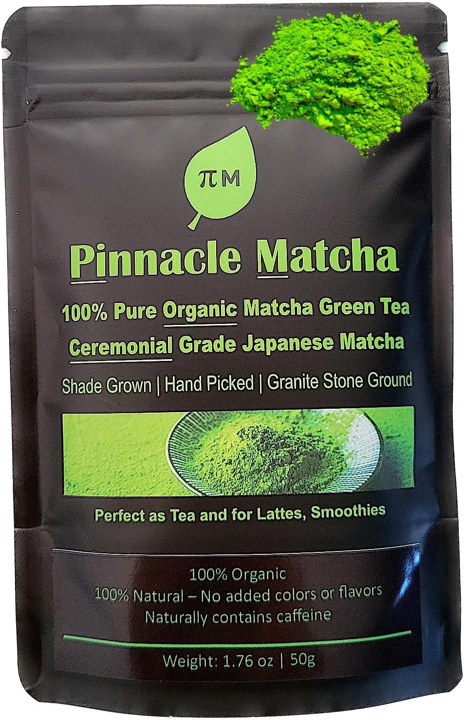 Pinnacle Organic Matcha Powder, Japanese Ceremonial Grade Matcha Green Tea from Kagoshima, 50G