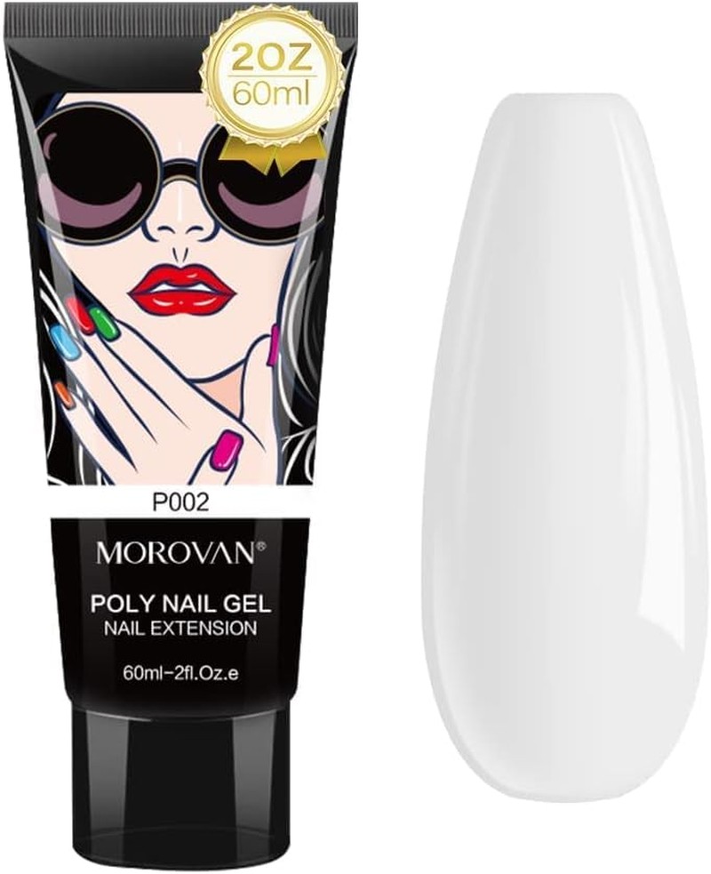 Morovan Poly Gel Nail – White 60Ml Gel Nail Builder Gel Nail Gel Trendy Nail Art Design Nail Extension Gel Salon Nail Easy DIY Salon Nail at Home for Nail Art Beginner & Professional