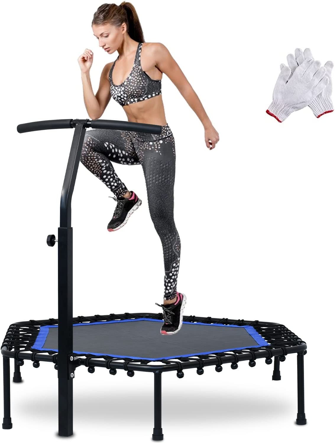 ADVWIN 50″ Rebounder Mini Trampoline Australia Fitness Trampolines with Adjustable Handle Bar, Silent Cardio Exercise Trampoline for Adult and Kids Home and Gym