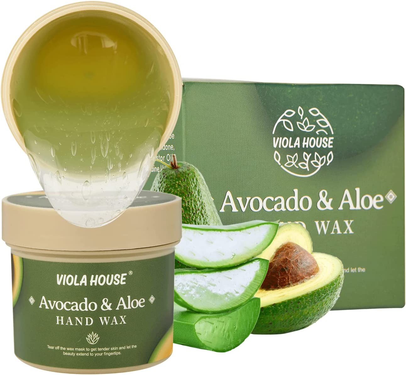 VIOLA HOUSE Wax Hand Mask, Hand Peeling Masks, Hands Care Exfoliate Hydrating, Hands Skin Repair Renew Mask for Cracked Hands, Dry, Aging Hands 150G (Avocado & Aloe)