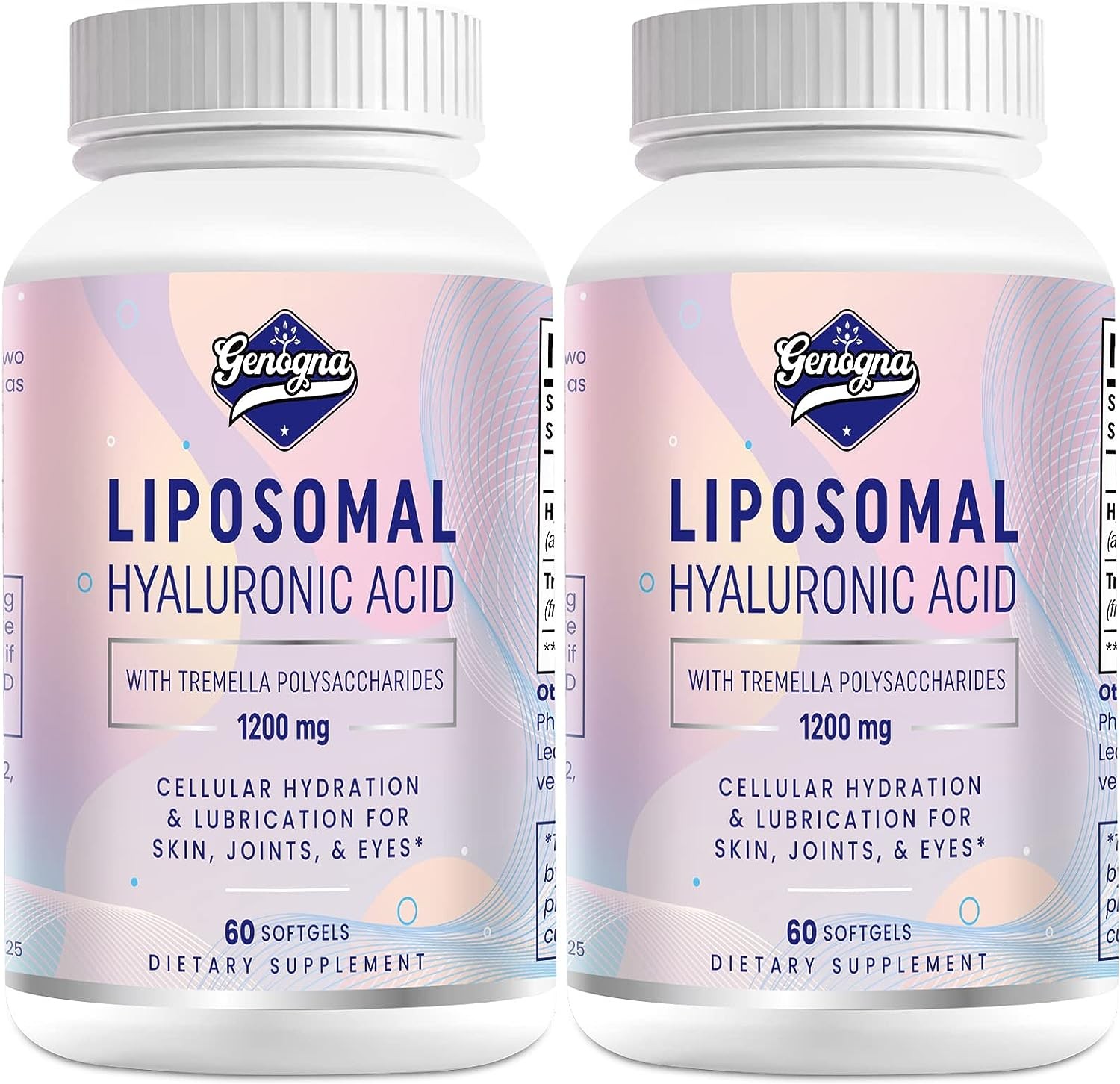 Liposomal Hyaluronic Acid Supplements 1000Mg-High Bioavailable Dietary Hyaluronic Acid Capsules-With 200 Mg Tremella Polysaccharides for Double Strength Skin Hydration,Joint Lubrication,2 Pack