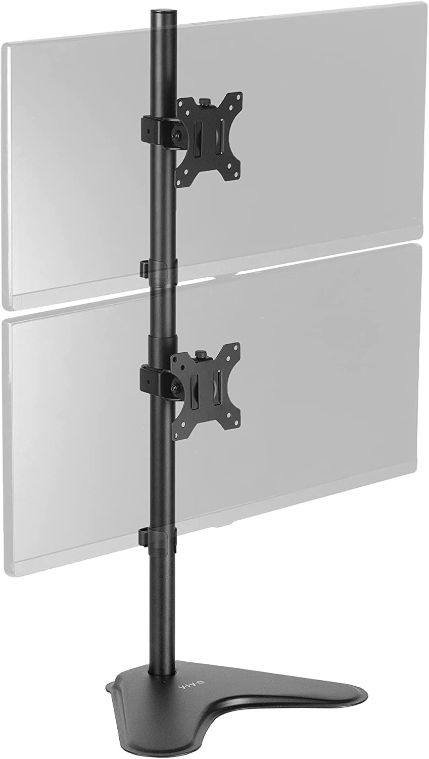 VIVO Dual Monitor Desk Stand Free-Standing LCD Mount, Holds in Vertical Position 2 Screens up to 30″ (STAND-V002L)