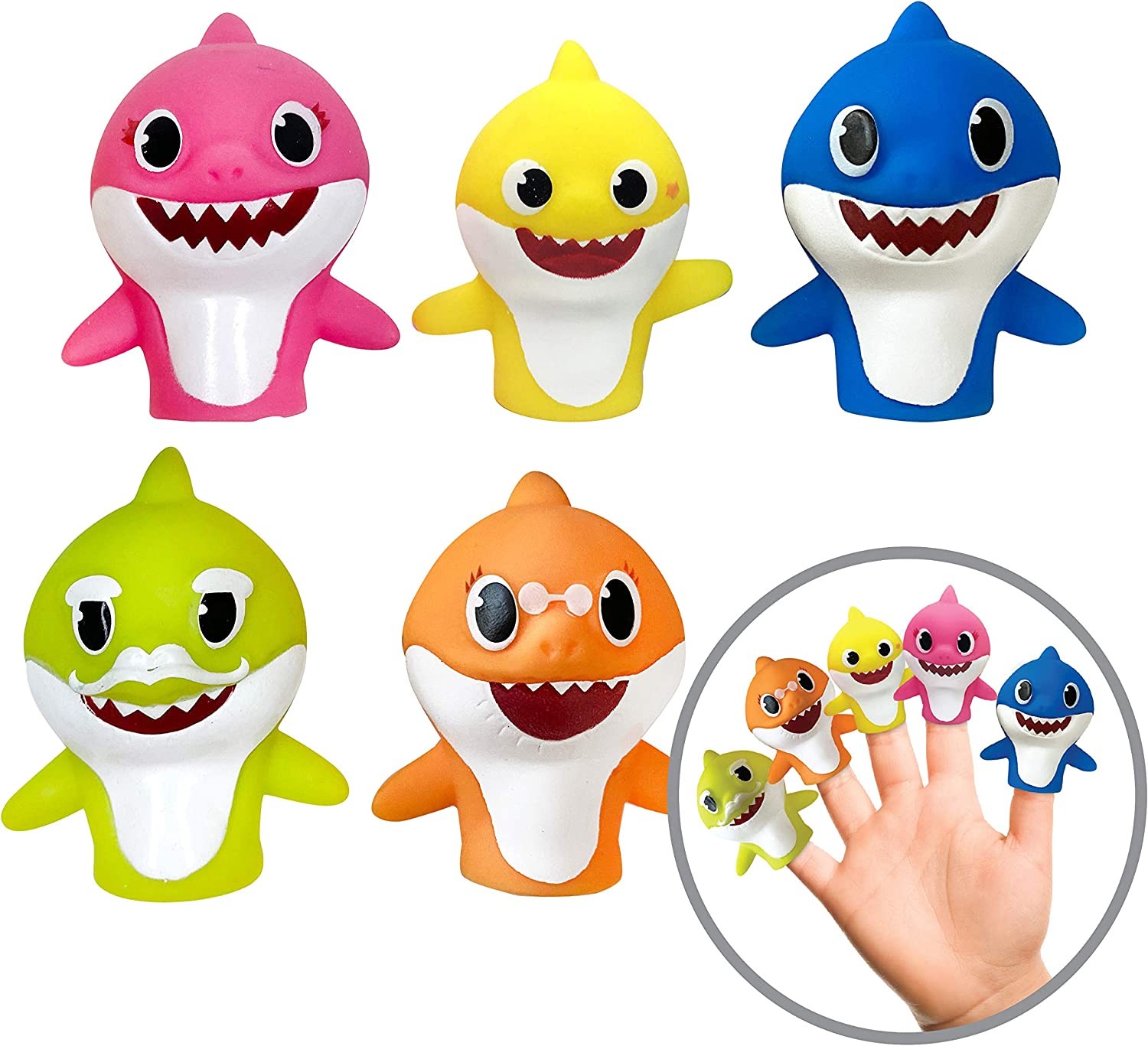 Nickelodeon Baby Shark 5 Pc Finger Puppet Set – Party Favors, Educational, Bath Toys, Story Time, Beach Toys, Playtime,5 Count (Pack of 1)