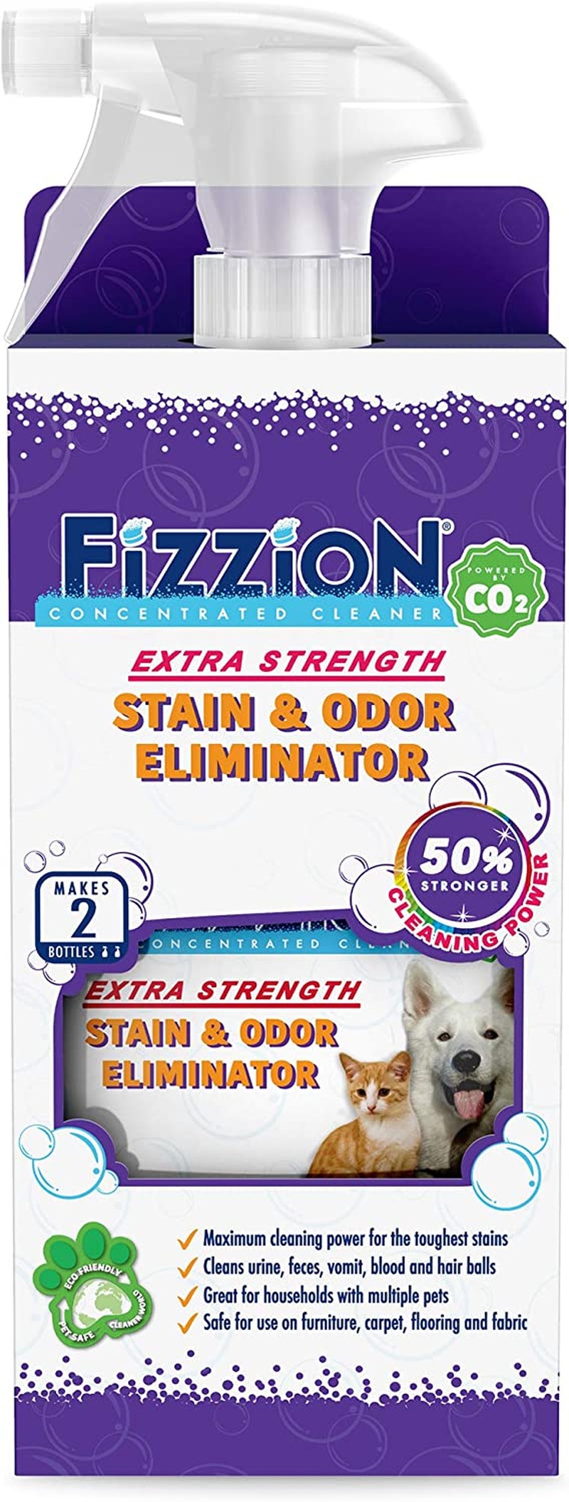 Fizzion Extra Strength Pet Stain & Odour Eliminator with Bonus Refill, 2X680 Ml Capacity