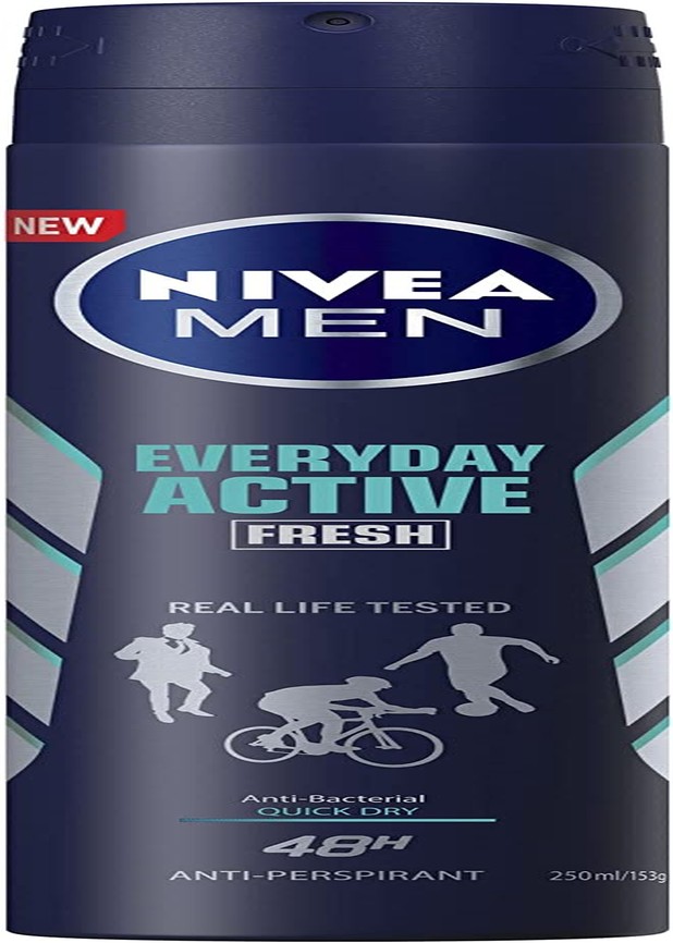 NIVEA MEN Everyday Active Fresh Aerosol Deodorant (250Ml), 48HR Anti-Perspirant Deodorant for Men, Male Deodorant Spray with Fresh Scent