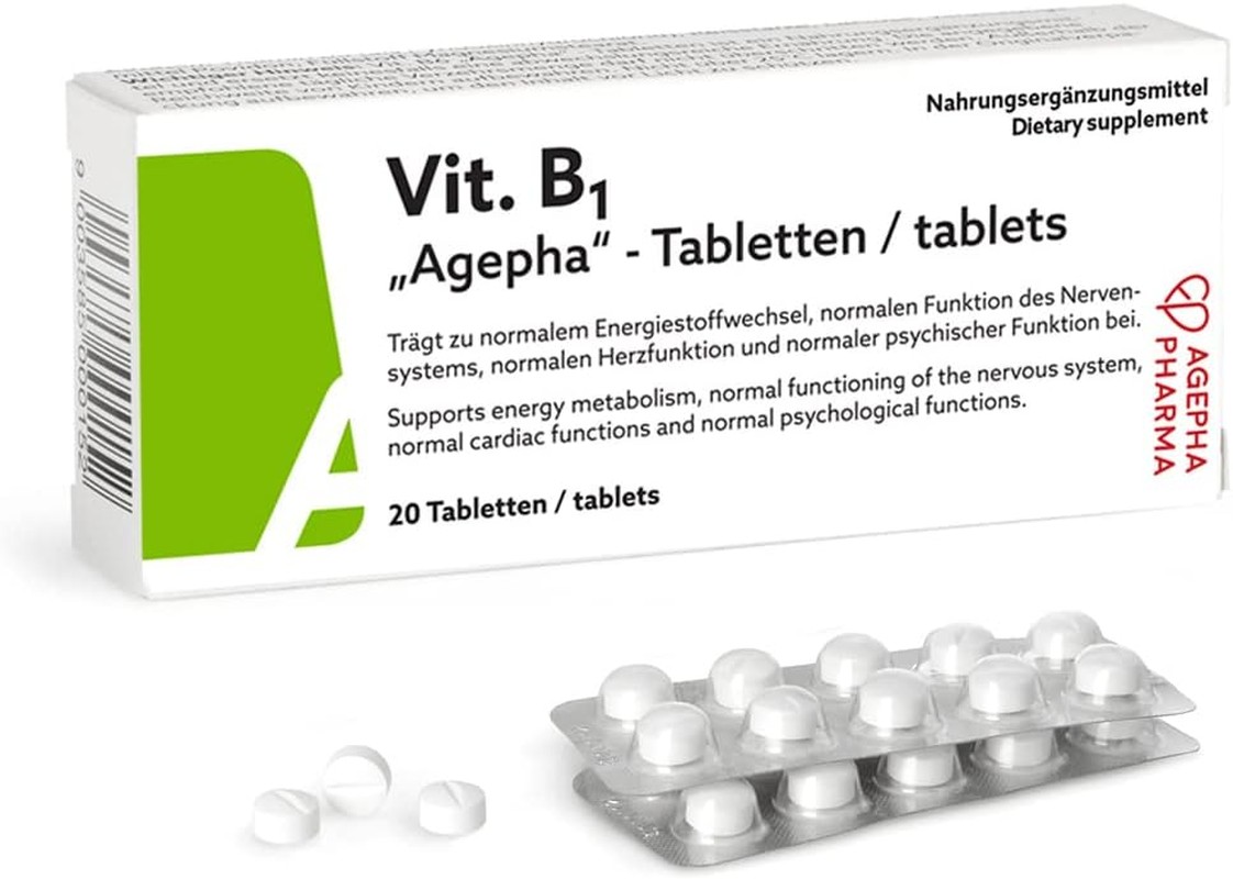 Vitamin B1 Agepha Highly Dosed 200Mg Thiamine Tablets | for Nerve Jokes Nervous Disorders Memory and Concentration Problems-20 Tablets