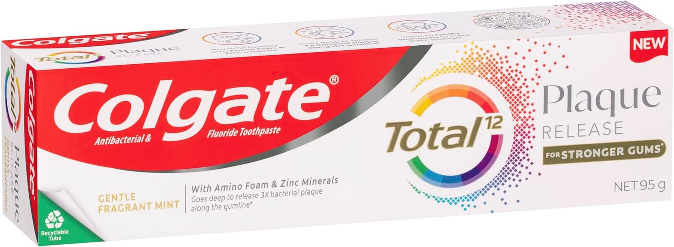 Colgate Total Plaque Release Toothpaste, 95G, Gentle Fragrant Mint, for Stronger Gums