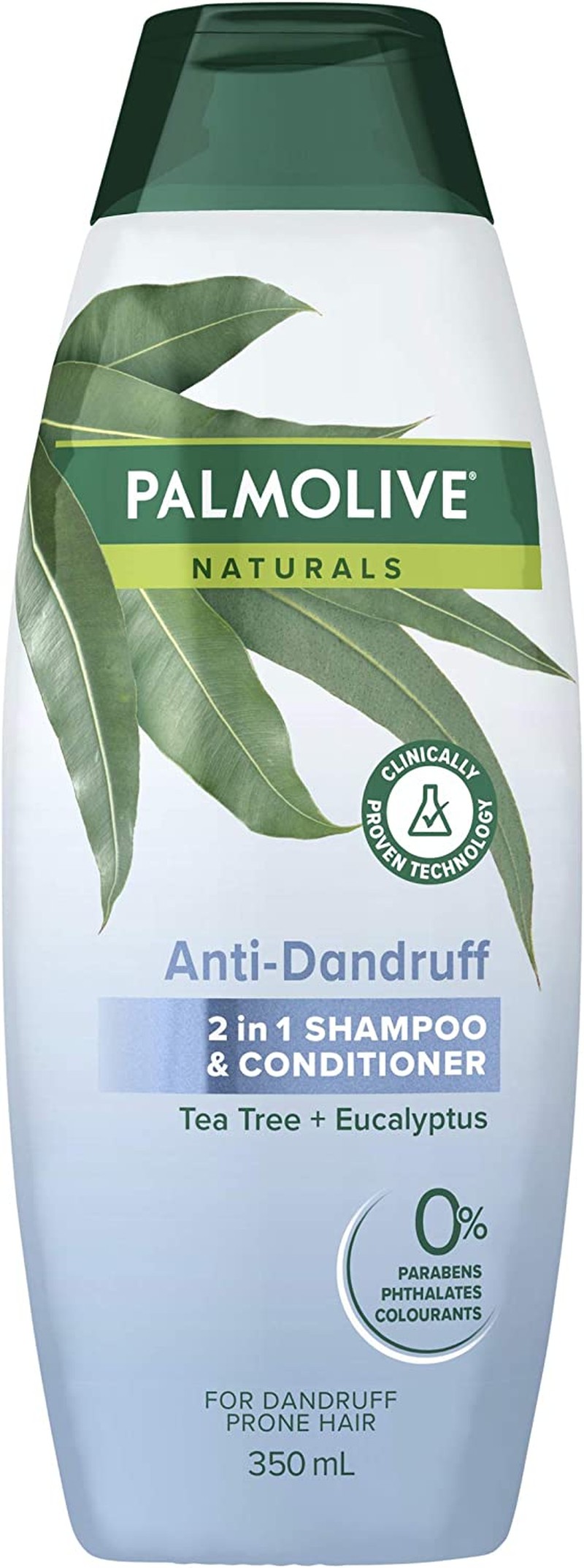 Palmolive Naturals anti Dandruff 2 in 1 Hair Shampoo and Conditioner, 350Ml, Tea Tree & Eucalyptus for Dandruff Prone Hair, No Parabens Phthalates or Colourants, Clinically Proven Technology