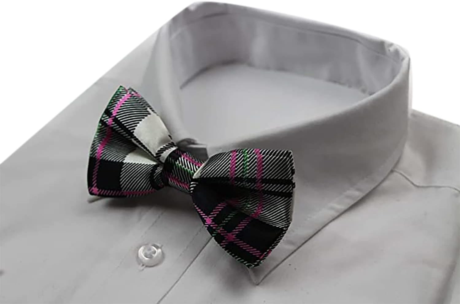 Mens Black & White Colourful Stripe Patterned Bow Tie White, Black, Pink, Green