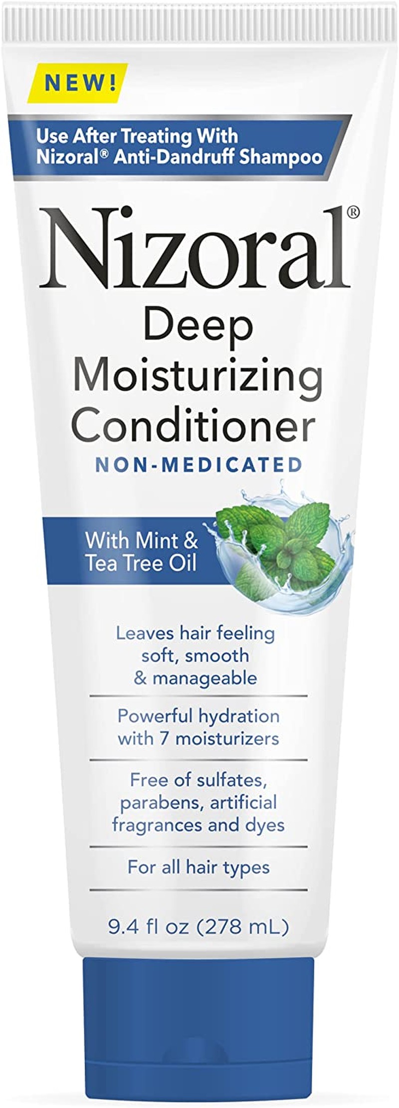 Nizoral Deep Moisturizing Conditioner with Mint & Tea Tree Oil for All Hair Types – Free of Sulfates, Parabens, Artificial Fragrances and Dyes, 9.4 Oz