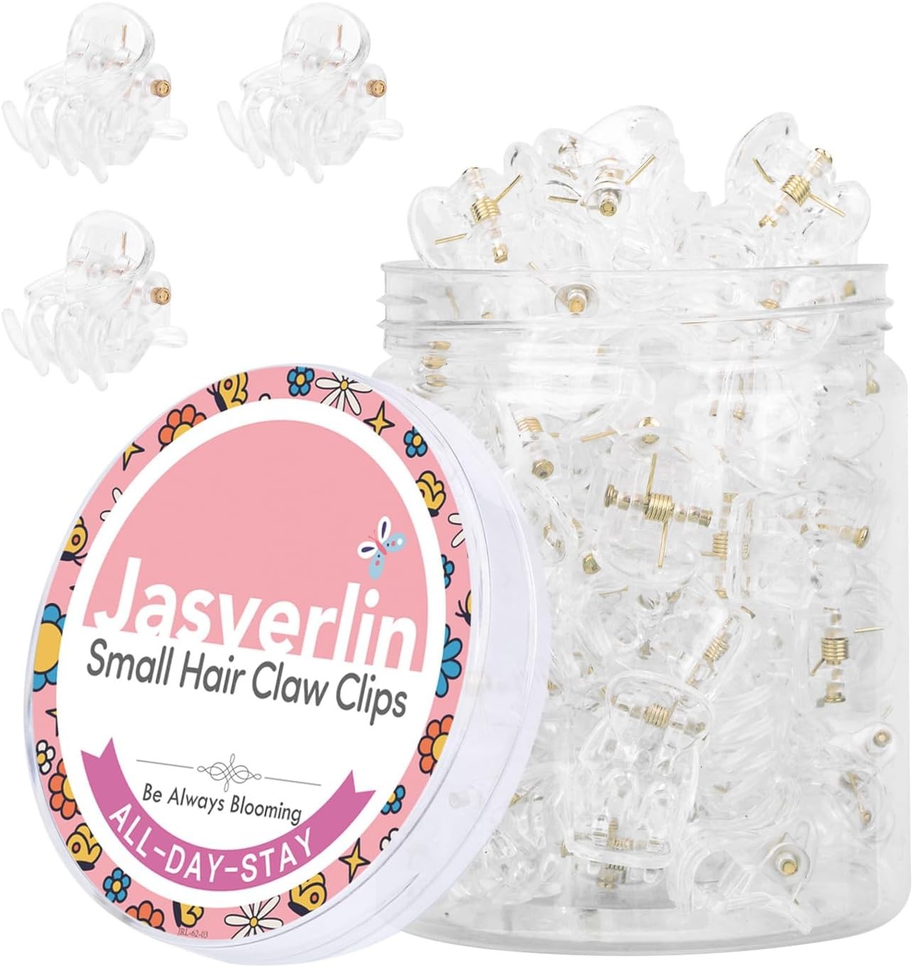 Clear Mini Claw Clip, Small Hair Clips Plastic Cute Clip Hair Accessories Non-Slip for Women Girl Toddler 50 Pcs JASVERLIN (Clear)