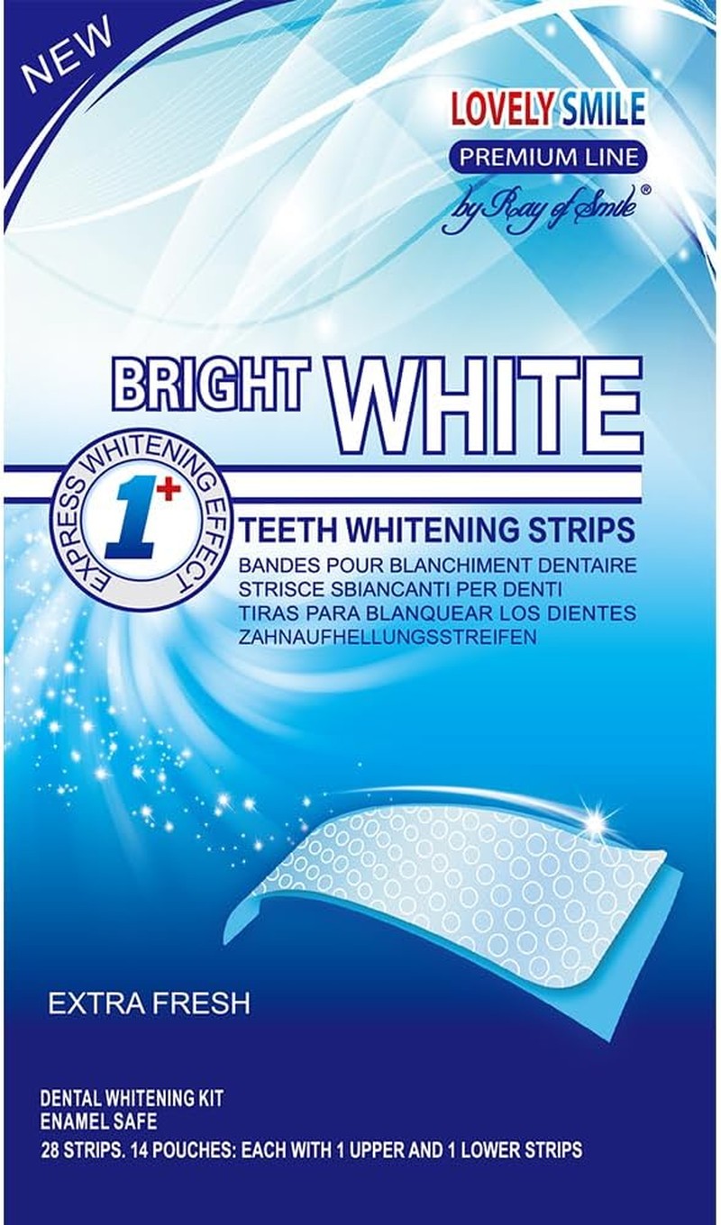 Professional Teeth Whitening Strips with Non-Slip Tech – Bright White – Lovely Smile Premium Line – 28 Whitening Strips