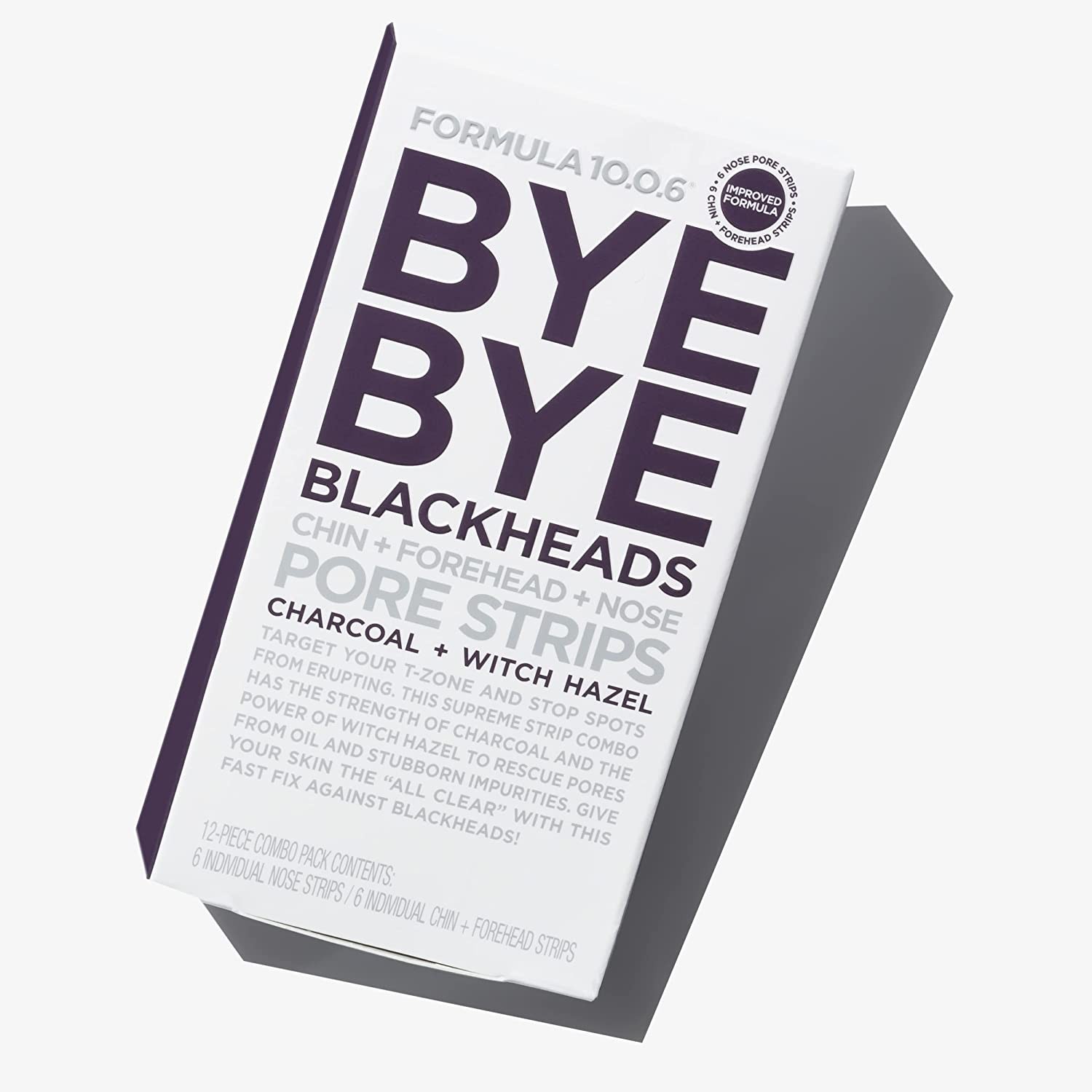 Formula 10.0.6 Bye Bye Blackheads Chin + Forehead + Nose Pore Strips, 12 Pack