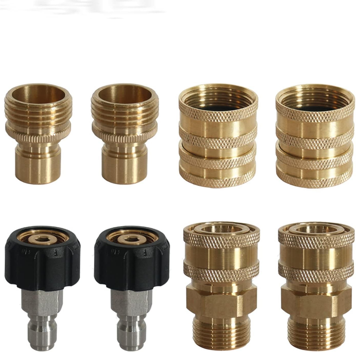 8 PCS Stainless Steel High-Pressure Washer Adapter Car Wash Water Gun Garden Hose Quick Coupling Set