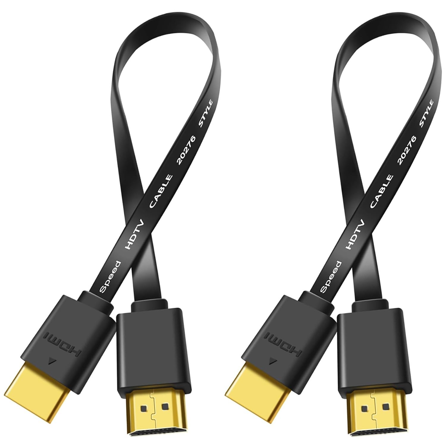 Tunghey 2Pack Short HDMI Cable 0.3M, Flexible & Super Slim HDMI Male to Male Connector Cord, Ultra High Speed HDMI Cable 1080P for Laptop, Monitor, PS5, PS4, Xbox One, TV Box, Projector