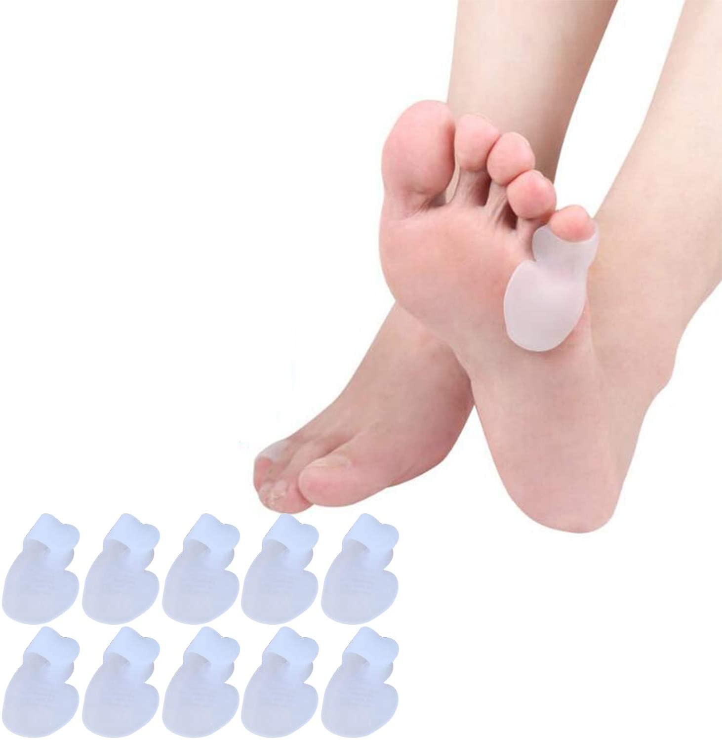 5 Pairs Pinky Toe Cushion Splint, Little Toe Separators, Little Toe Straightener with Loop, for Men Women Walking, Running, Prevent Blisters, Corn, Pain Relief