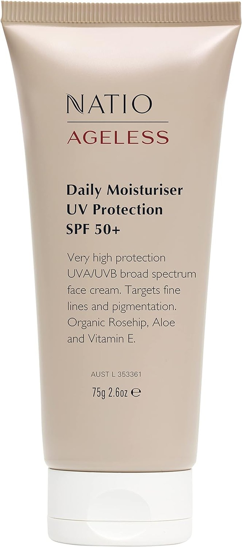 Natio Ageless Daily Moisturiser UV Protection SPF 50+ 75G, 75 Gram