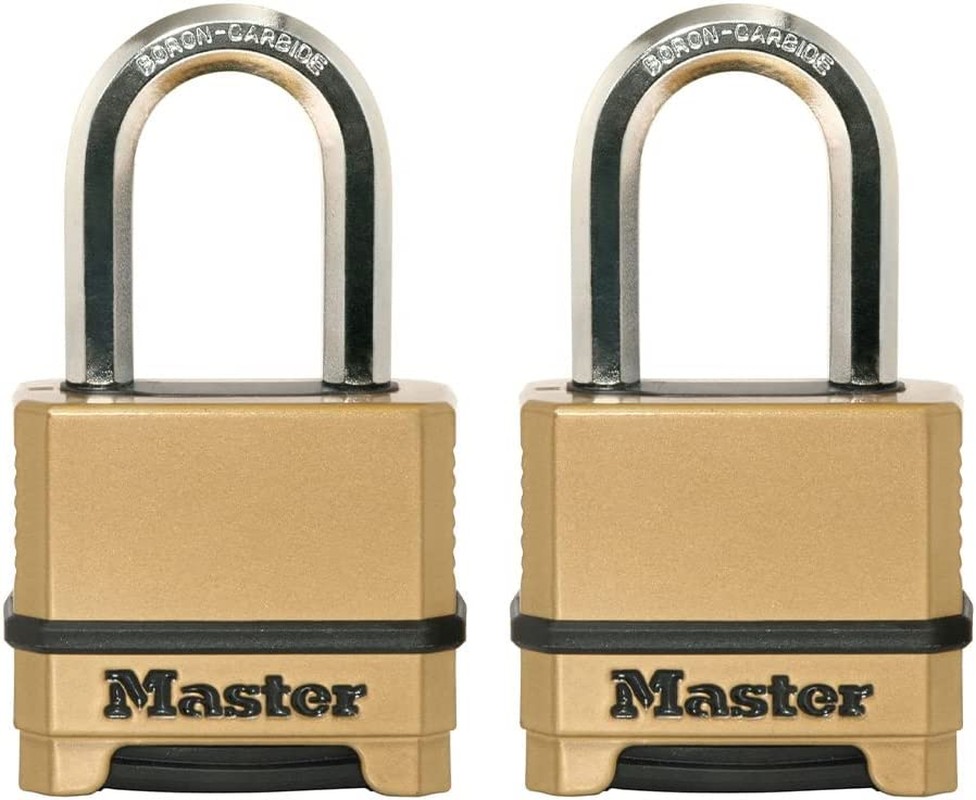 Master Lock Outdoor Combination Lock, Heavy Duty Weatherproof Padlock, Resettable Combination Lock for Outdoor Use, 2 Pack, M175LFEC2, 1.2 X 2 X 3.87 Inches, Gold