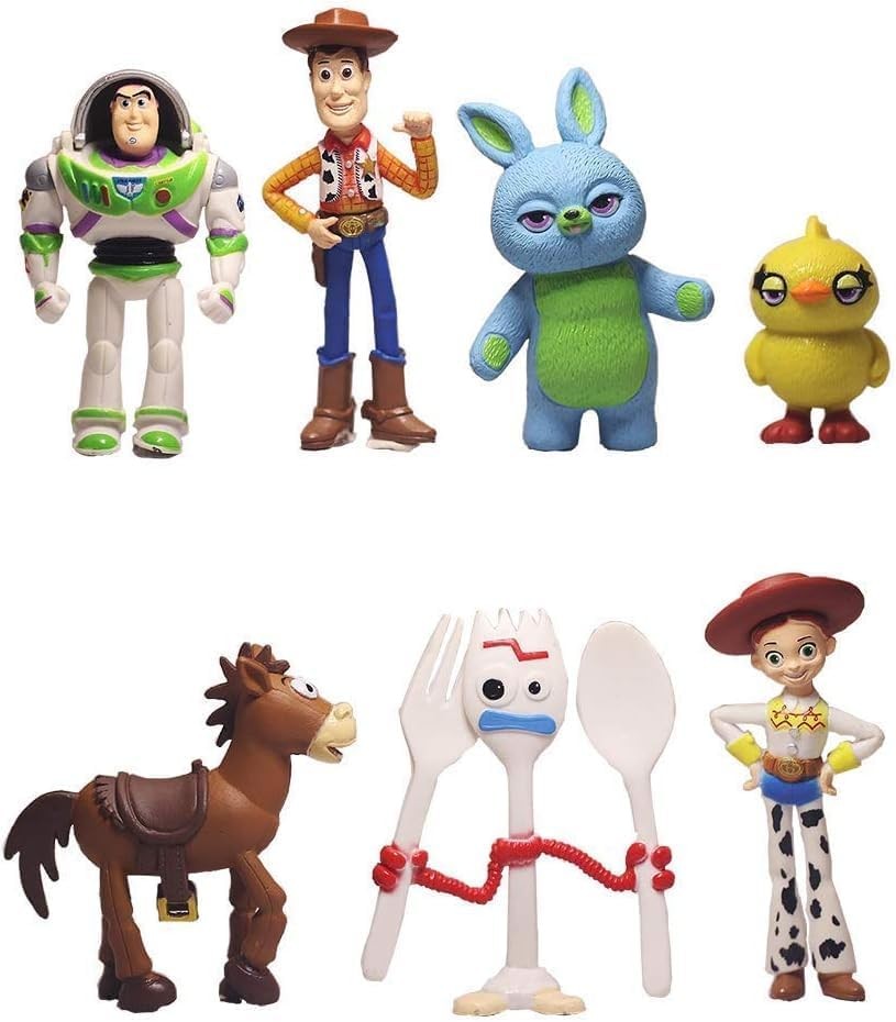 Set of 7 Mini Toy Story Figurines for Birthday Cake Topping Cute Set of Cake Topper Includes Woody, Jessie, Rex, Buzz Lightyear and More