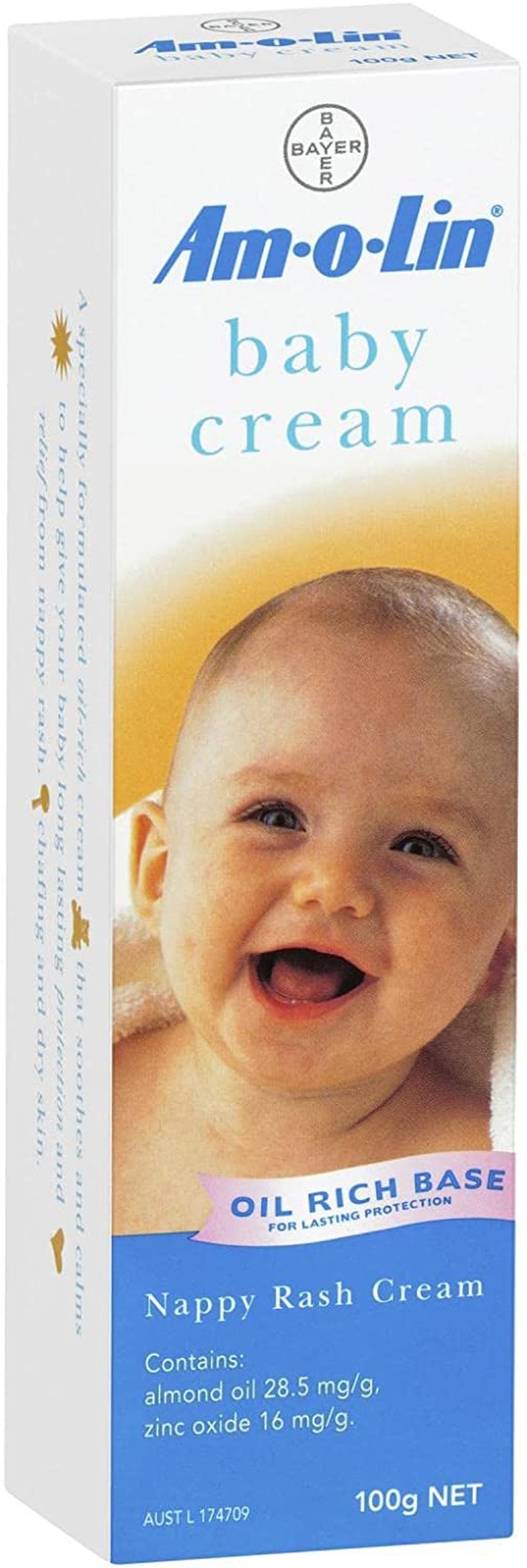 Bepanthen Amolin Nappy Rash Baby Cream to Treat and Prevent Nappy Rash, Soothes and Calms Baby Skin, 100 G