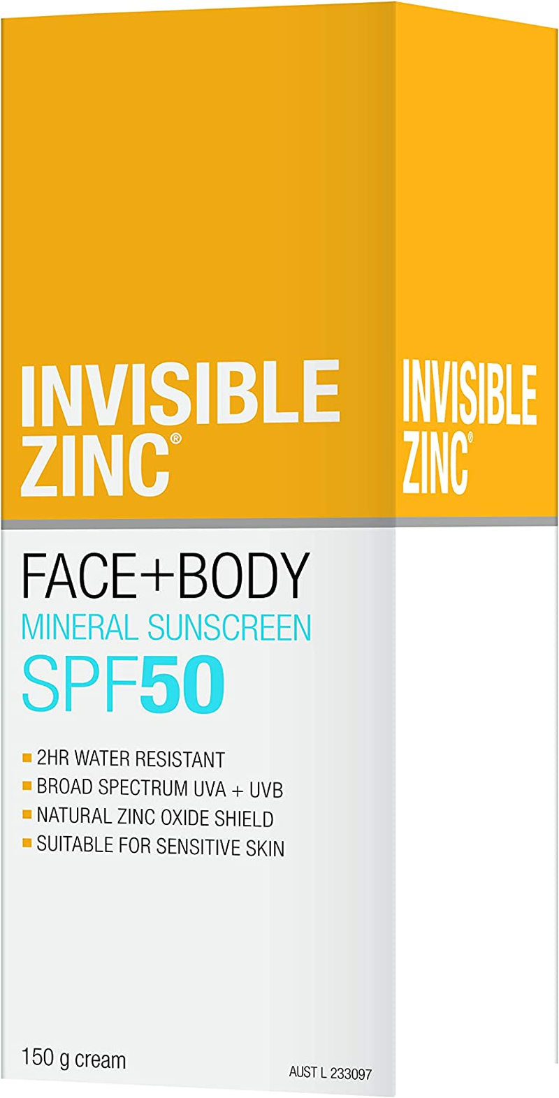 Invisible Zinc SPF50+ Face and Body Sunscreen, 150G