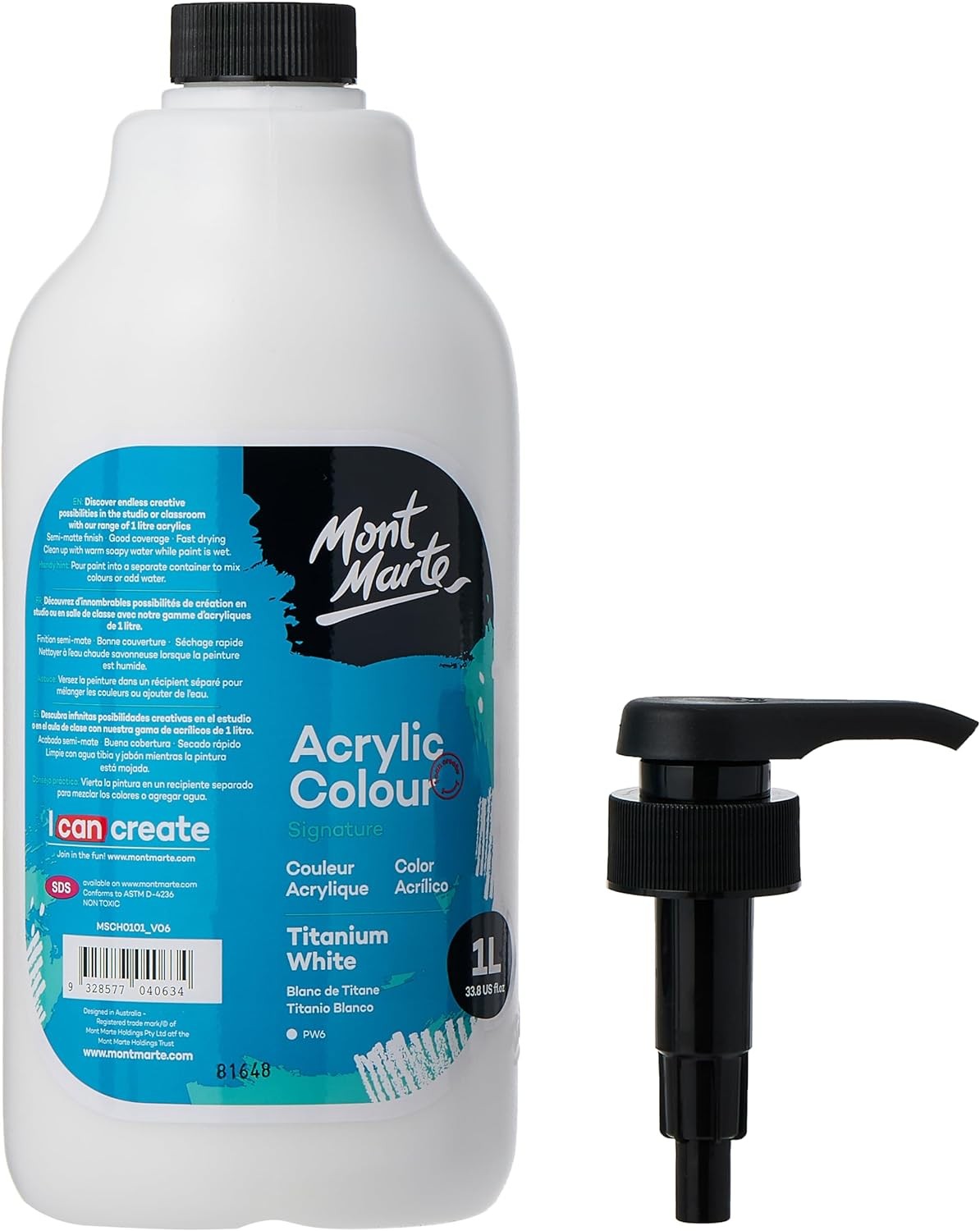 MONT MARTE ACRYLIC COLOUR 1L – VARIOUS COLOUR OPTIONS TITANIUM WHITE