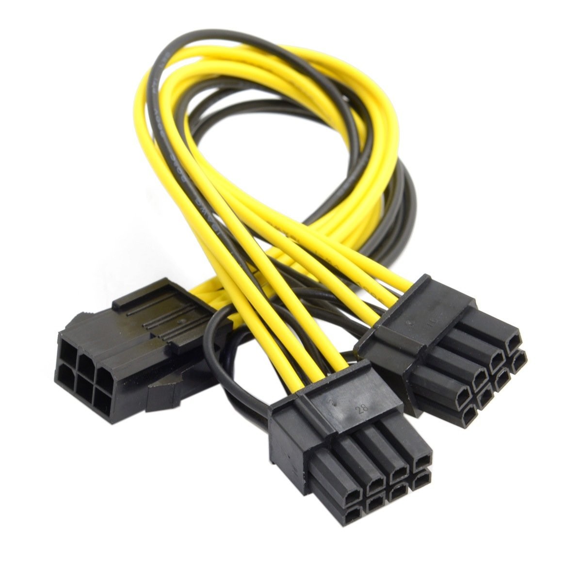 Cablecc PCI-E PCI Express ATX 6Pin Male to Dual 8Pin & 6Pin Female Video Card Extension Splitter Power Cable