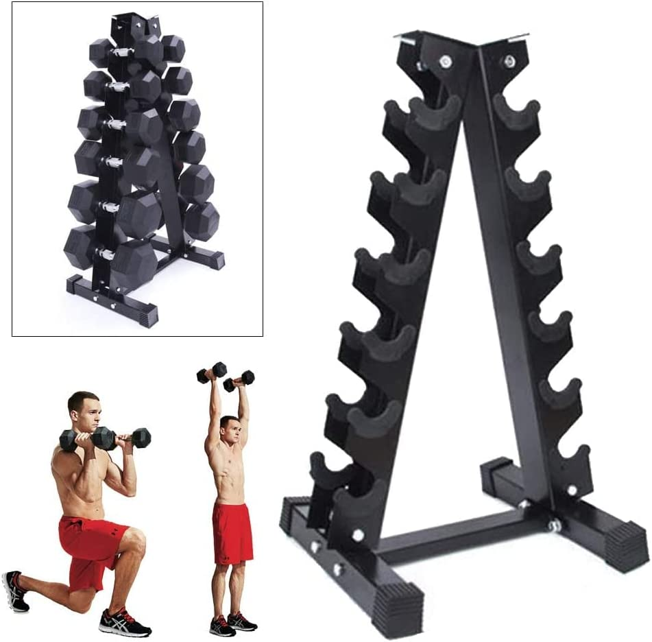 6-Tier Vertical A-Frame Steel Dumbbell Rack Compact Storage Racking 300KG