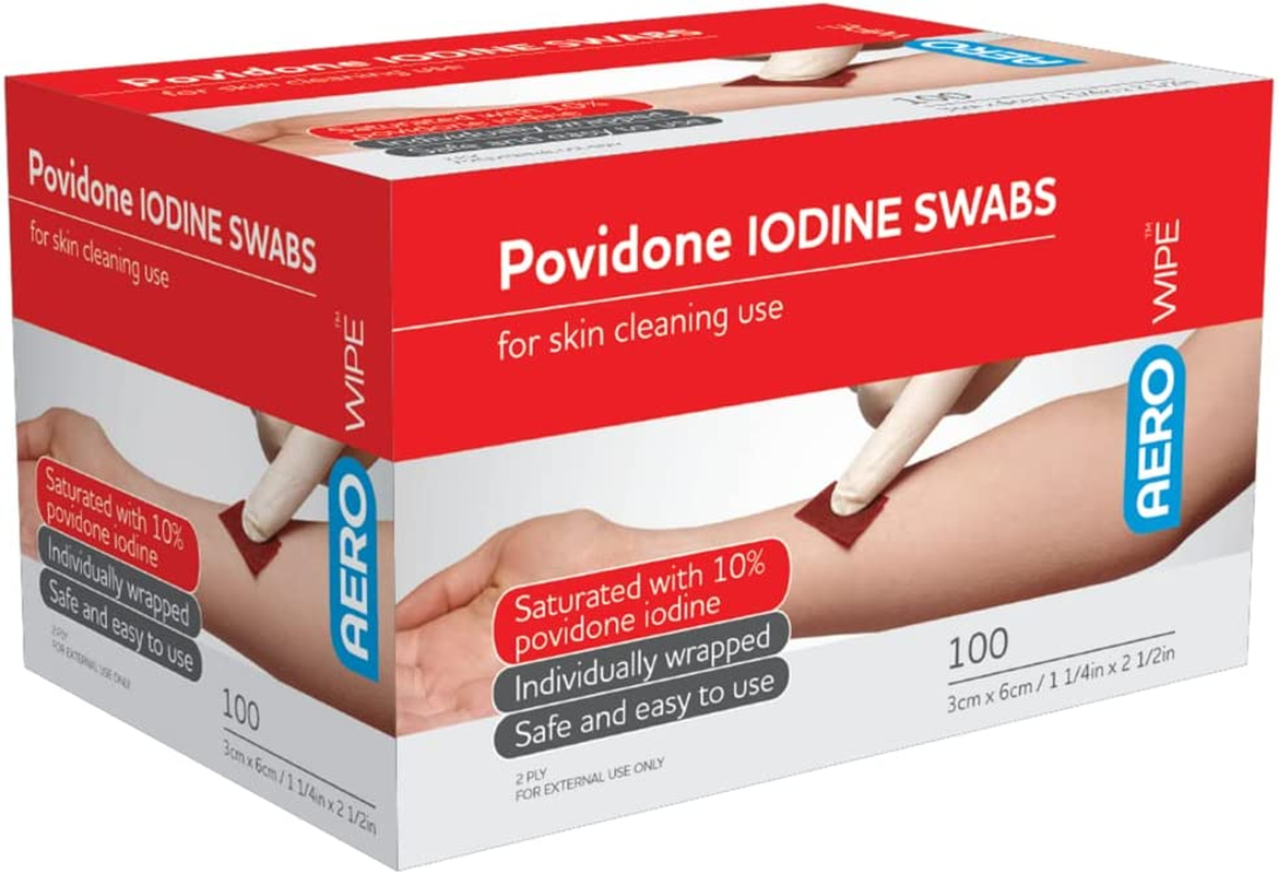 Aerowipe Povidone Iodine Swabs 60 X 33Mm, Box of 100