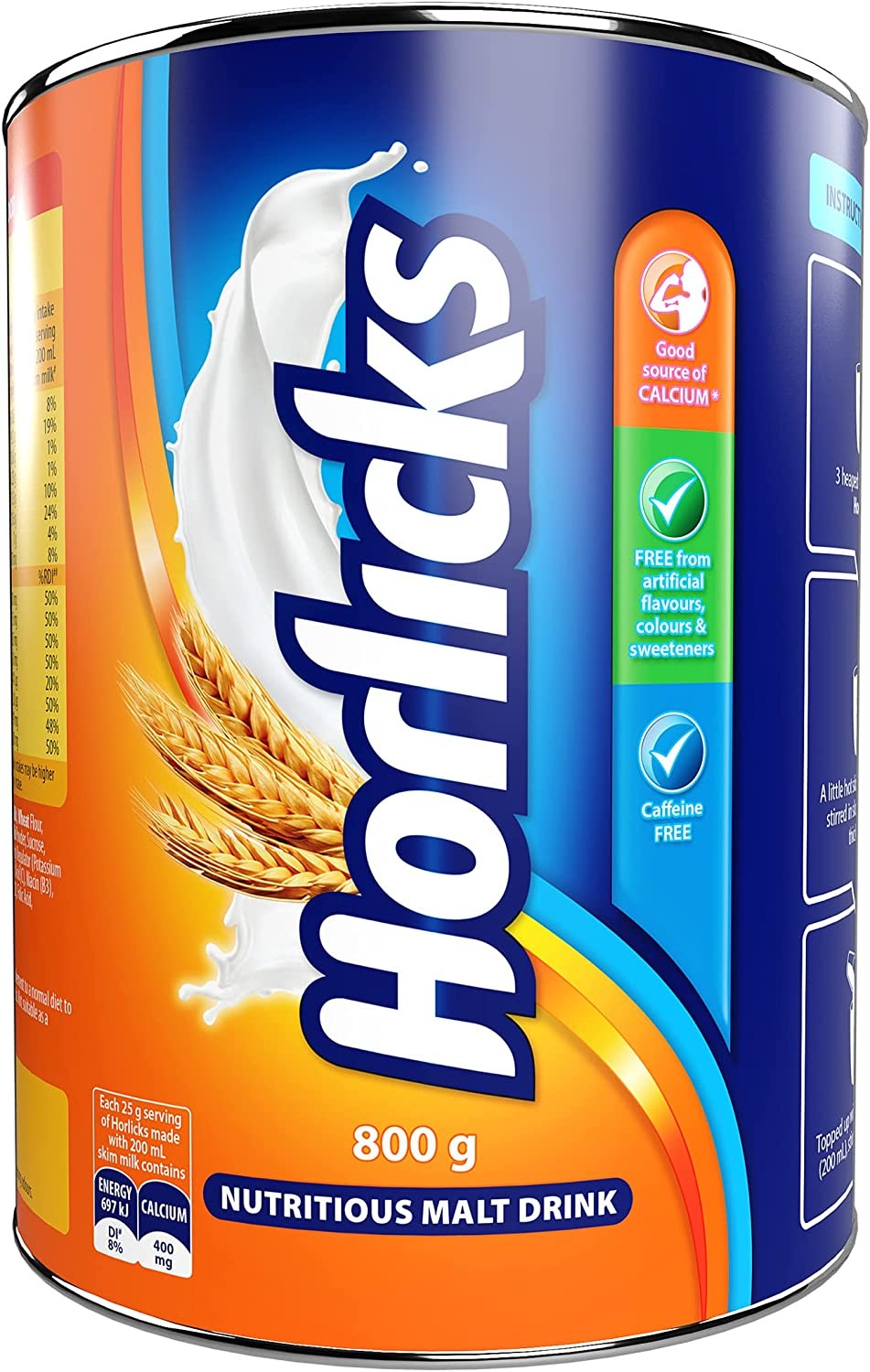 Horlicks Malted Milk Nutritious Drink Tin, Blue, Large, 800 G