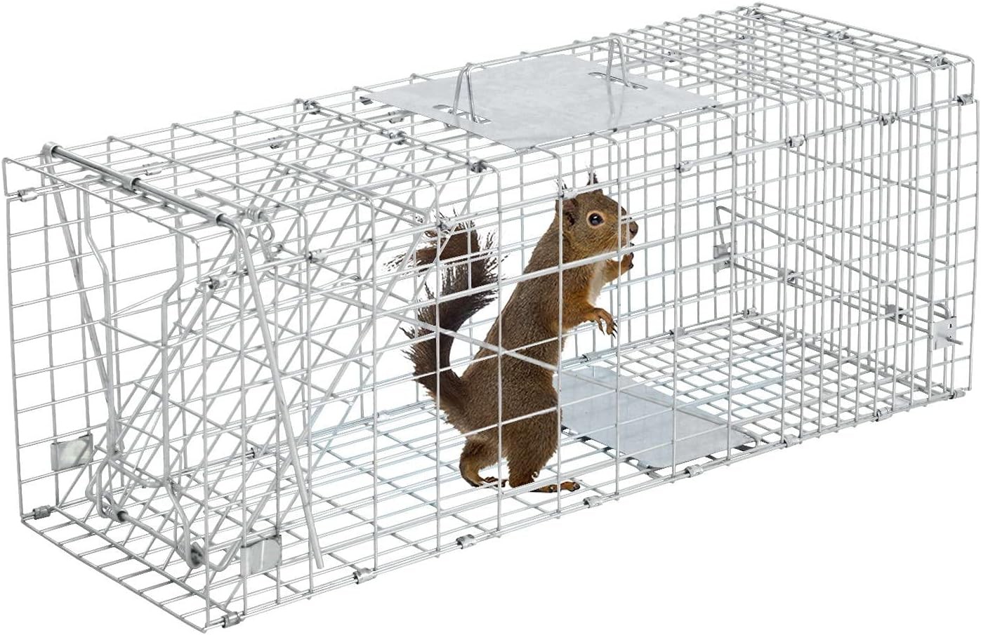 Gardeon Mouse Trap, 66 X 23 X 25Cm Guinea Pig Rat Rabbit Cage Possum Rats Fox Cat Humane Mice Traps Small Animals Cages for Indoor Outdoor Farm Backyard, Automatic Door Lock Collapsible Silver