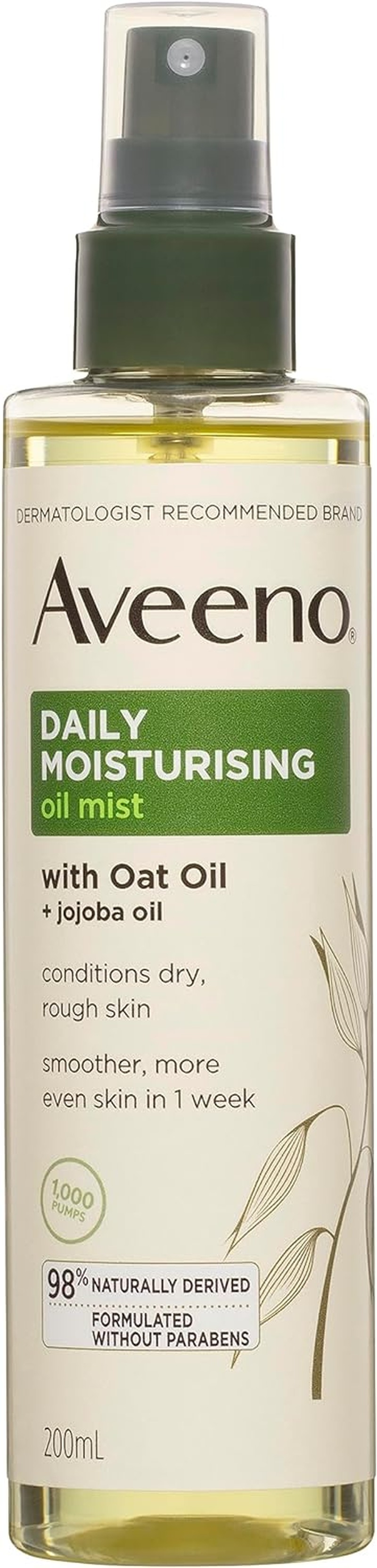 Aveeno Daily Moisturising Vitamin E Jojoba Oil Shea Butter Body Oil Mist Spray Dry Rough Sensitive Skin 200Ml