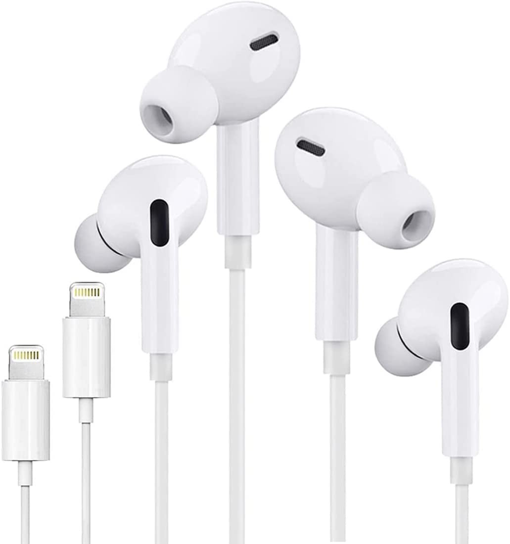 2 Pack-Apple Earbuds with Lightning Connector(Built-In Microphone & Volume Control) In-Ear Stereo Headphones Headset Compatible with Iphone 12/SE/11/XR/XS/X/7/7 Plus/8/8Plus – Support All Ios System