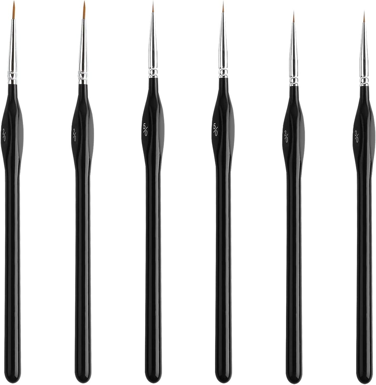 KINBOM 6PCS Detail Paint Brush Set, Miniature Paint Brushes Thin Detail Paint Brush Paint Brush Fine Paint Brushes for Acrylic Painting Miniature Craft Oil Painting Watercolor (Black, 3Specification)