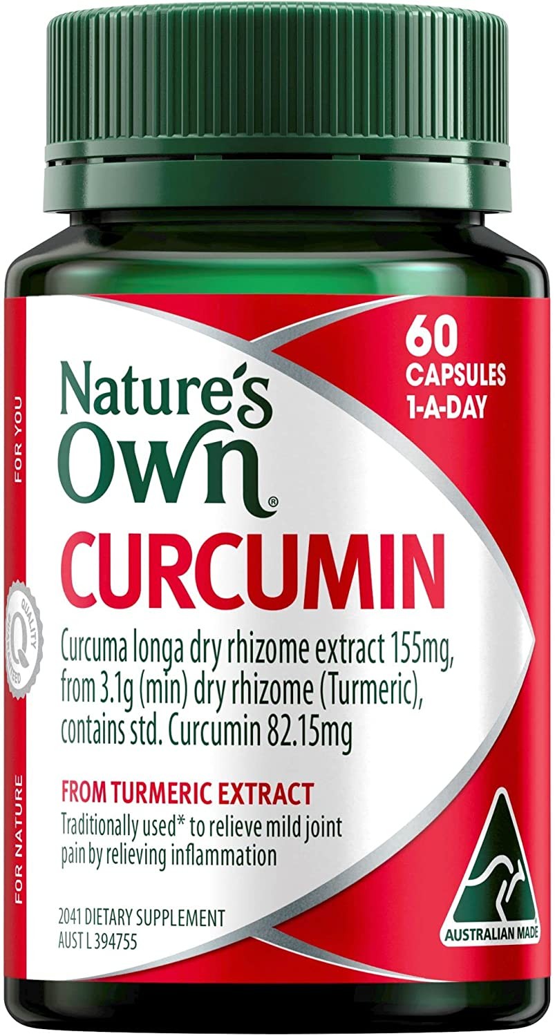 Nature’S Own Curcumin Capsules 60 – Contains Turmeric Providing Curcumin-Traditionally Used in Western Herbal Medicine to Relieve Mild Joint Pain by Relieving Inflammation – Supports Healthy Digestion