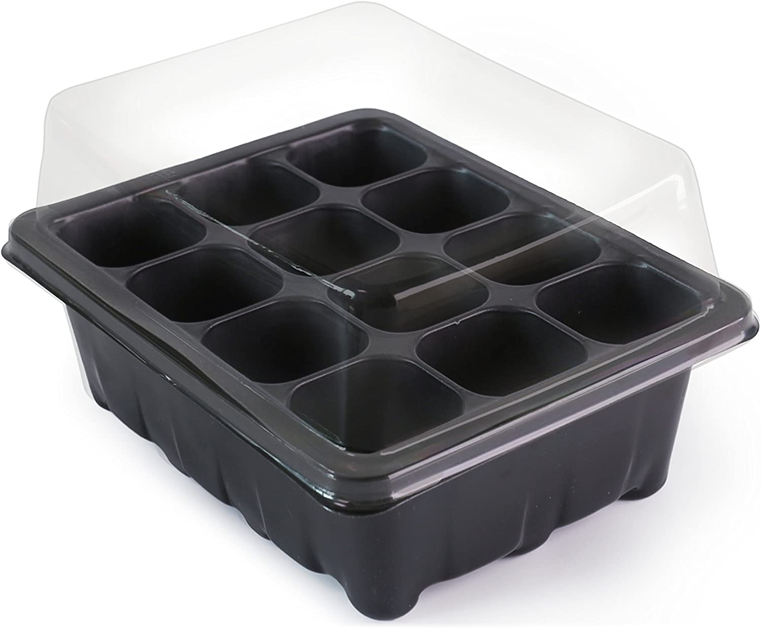 12 Grow Trays with Humidity Dome and Cell Insert – Mini Propagator for Seed Starting and Growing Healthy Plants – Durable, Reusable and Recyclable – 10 Pack – 120 Cells (12 Grow Trays)