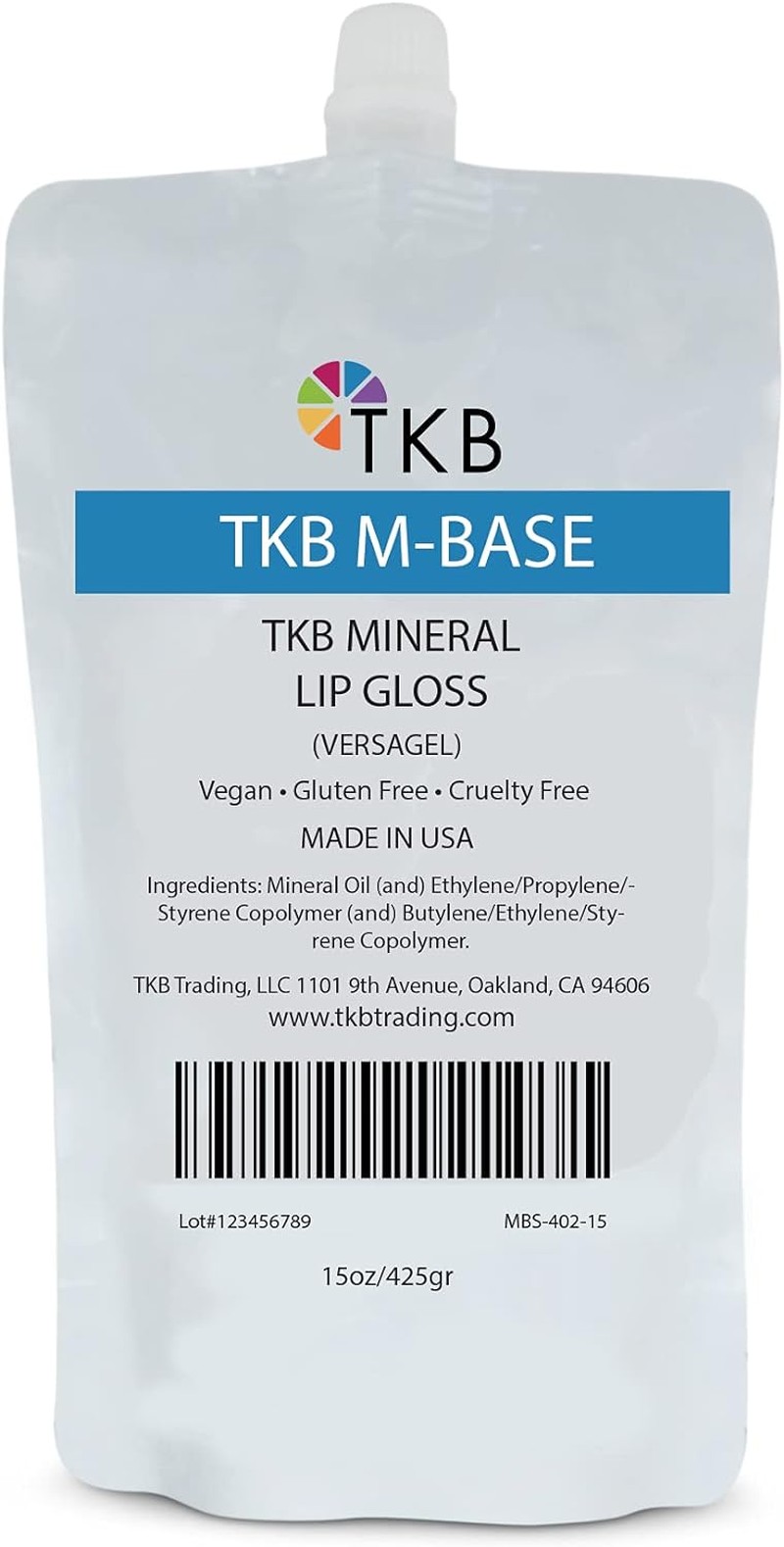 TKB Mineral Lip Gloss (M-Base) | Clear Versagel Base for DIY Lip Gloss, Made in USA (15 Oz (425G))