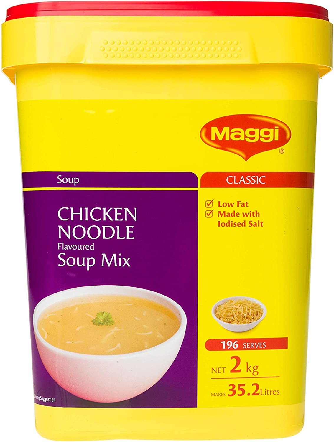 MAGGI Chicken Noodle Flavoured Soup Mix, 2Kg (Makes 35.2 Litres, 196 Serves)