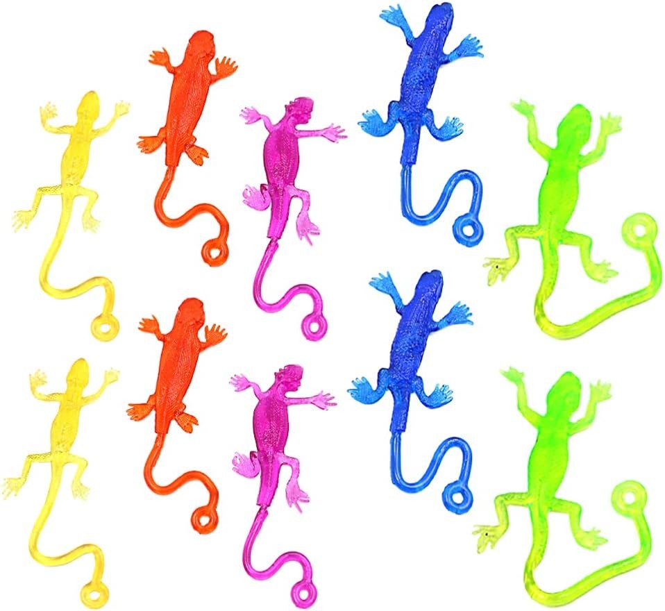 Toddmomy Strechy Toys Sticky Gecko 24Pcs Stretchy Lizard Toys Rubber Sticky Lizard Stretchy Sticky Toys Party Favors for Kids Sticky Hands Party Favors Sticky Gecko