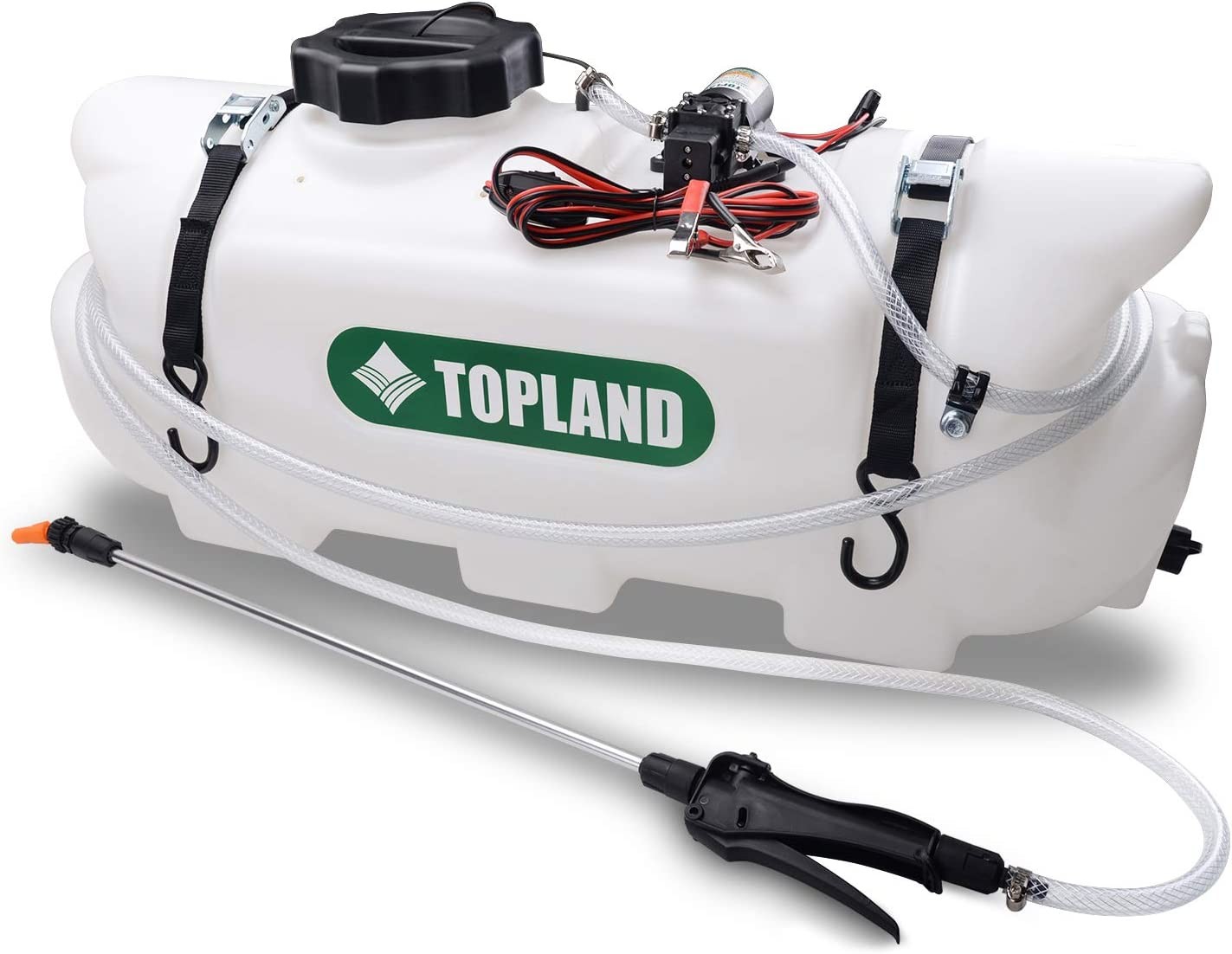 TOPLAND 60L 12V ATV Weed Sprayer Broadcast and Spot Spray Chemical Tank Multiple Accessories(White)