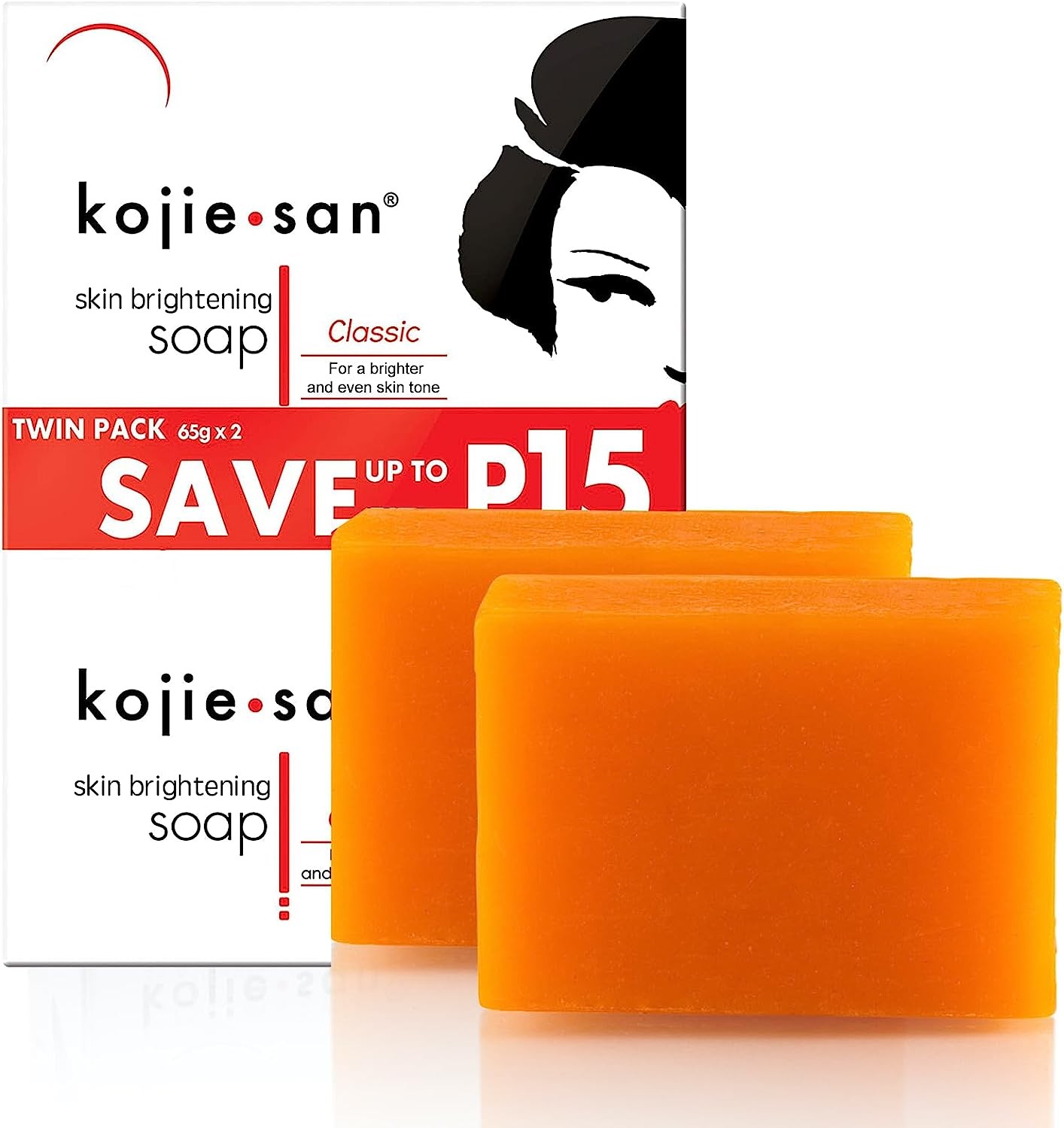 KOJIE SAN Skin Lightening Kojic Acid Soap, 2 Bars, 135 G