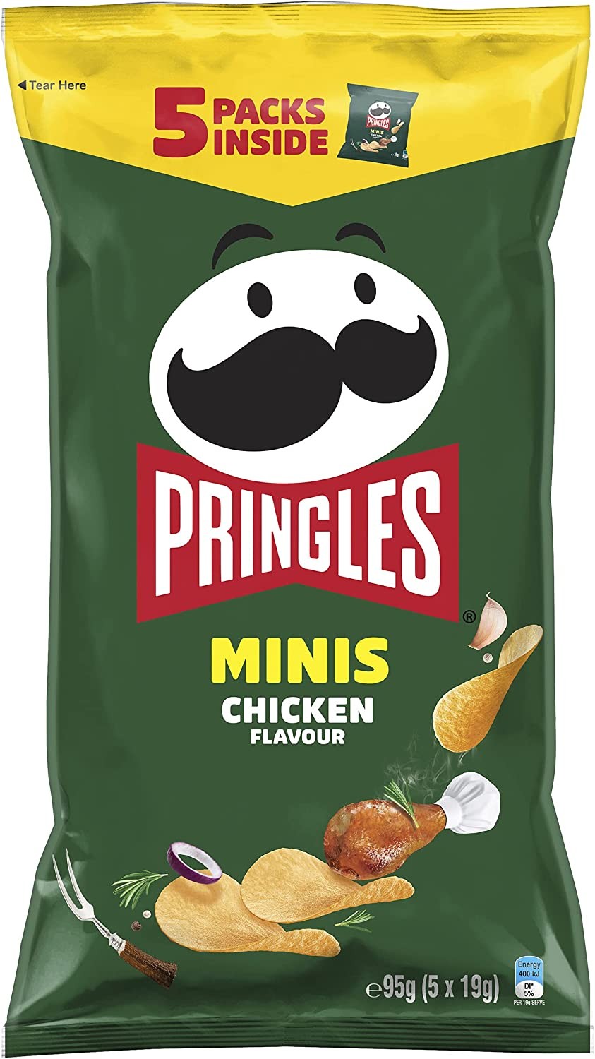 Pringles Minis Chicken Flavour Potato Chips Multipack, 5 Pack (5 X 19G)