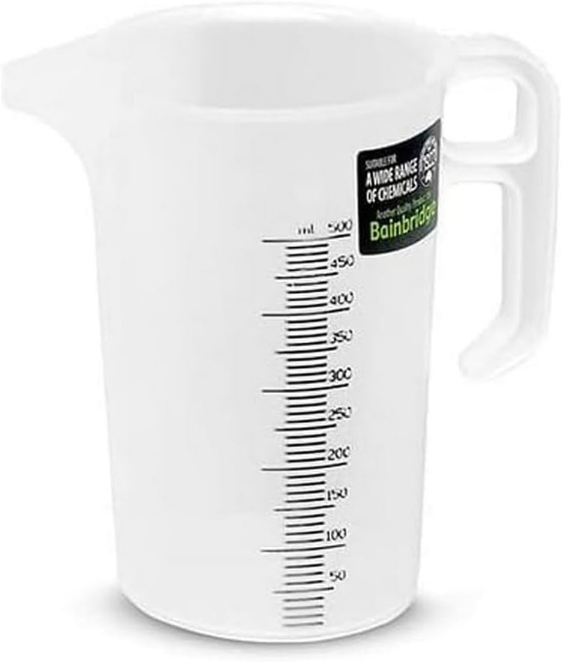 Bainbridge Fluid and Chemical Measuring Jug, 500 Ml Capacity,White