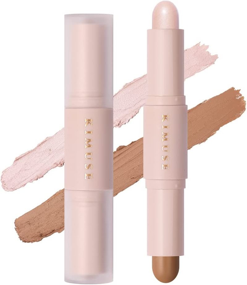 KIMUSE Dual Cream Contour Stick, 2-In-1 Contouring & Highlight Stick, Long Lasting & Smooth Easy-To-Blend Formula Face Contour Makeup (W01-LIGHT)