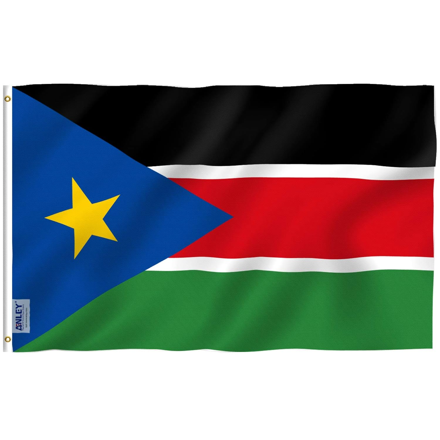 Anley Fly Breeze 3X5 Foot South Sudan Flag – Vivid Color and Fade Proof – Canvas Header and Double Stitched – Republic of South Sudan Flags Polyester with Brass Grommets 3 X 5 Ft