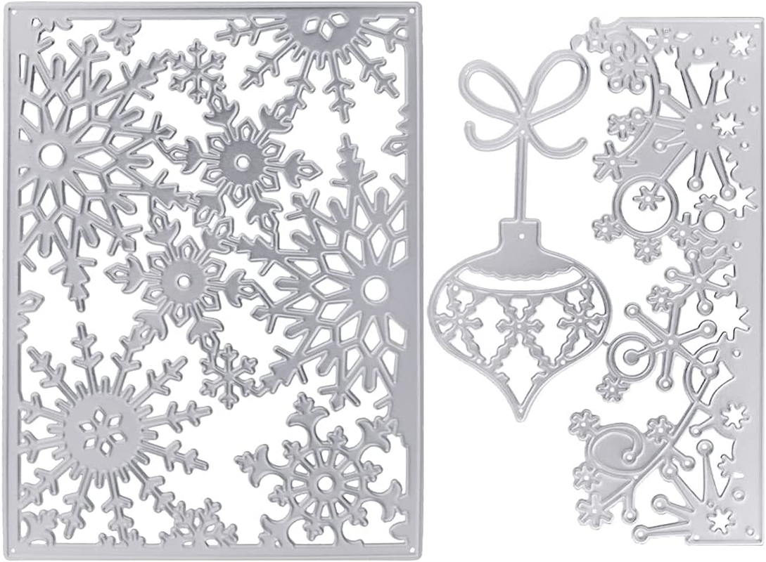 2 PCS Dies for Christmas Card Making, AFUNTA Snowflake Metal Die Cuts Christmas Lantern Cutting Dies Embossing Stencils for DIY Scrapbook Album Decorative, Scrapbook Card Making