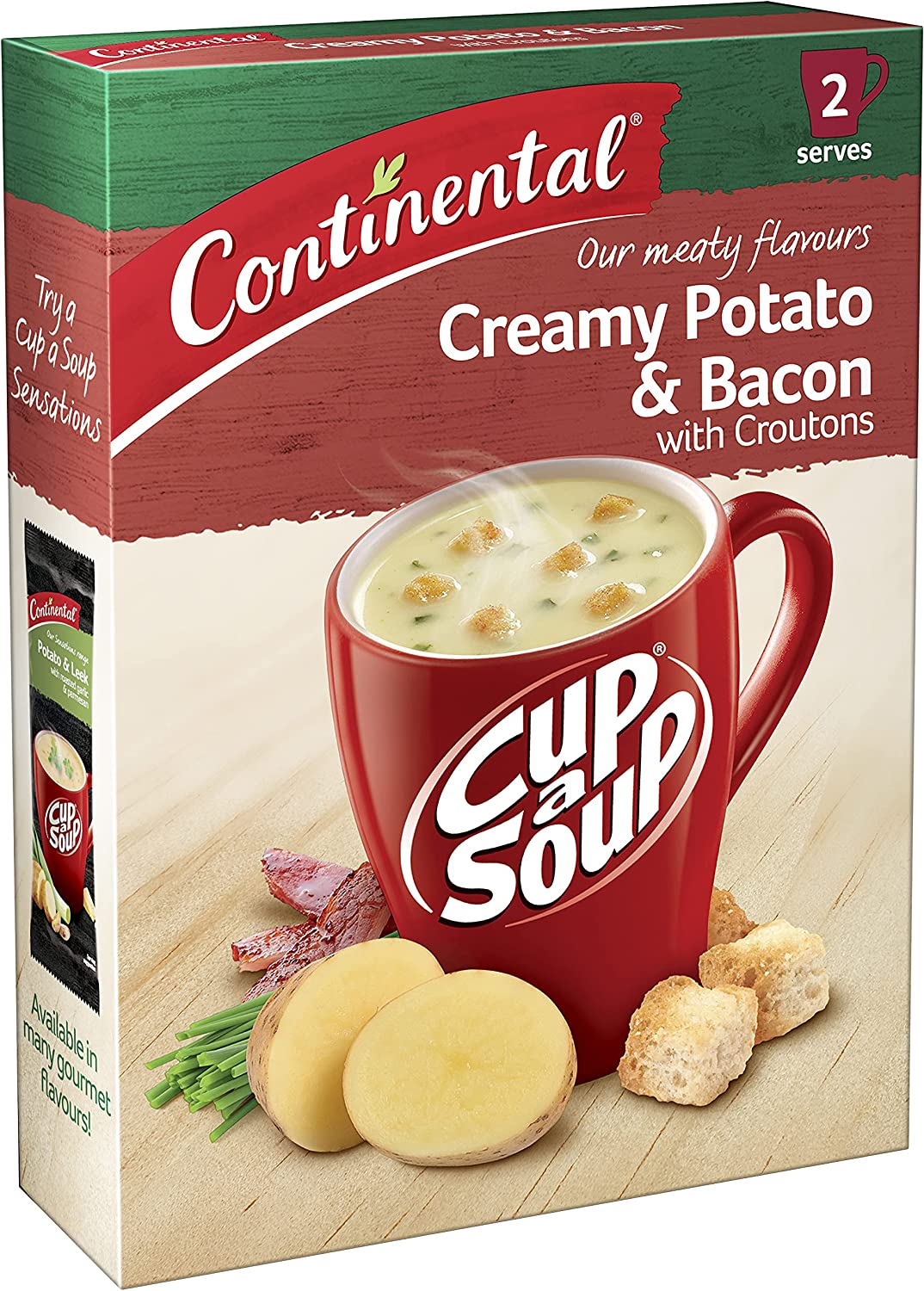 CONTINENTAL Cup-A-Soup | Creamy Potato & Bacon with Croutons, 2 Pack, 50G