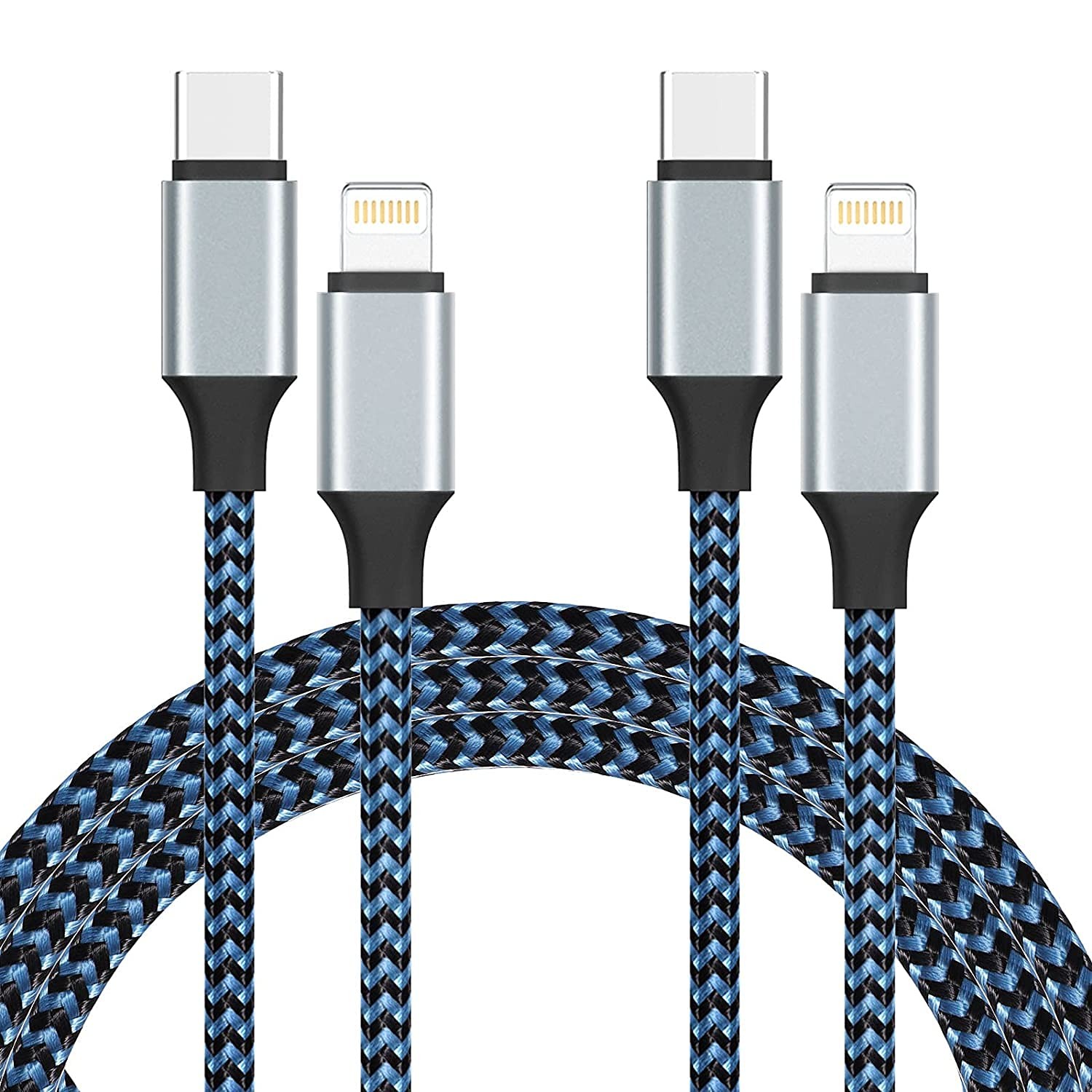 USB C to Lightning Cable, 2 Pack 10FT Nylon Braided S-03BK Mfi Certified Iphone Charger Compatibleiphone 12 Pro 11 Max XS XR 8 Plus, Supports Power Delivery