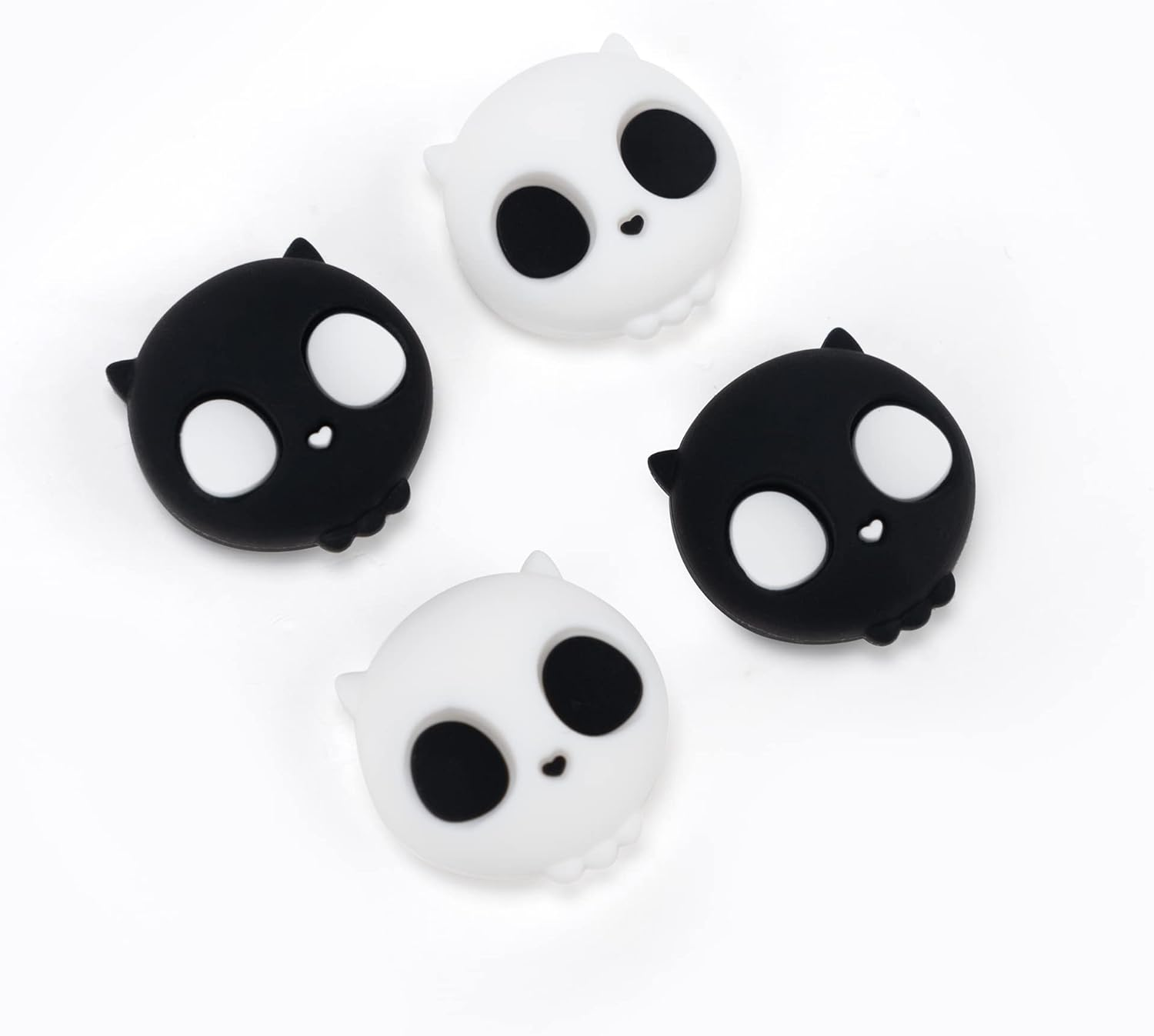 Geekshare Silicone Skull Steam Deck Thumb Grip Caps, Joystick Cover Compatible with Steam Deck Only,4Pcs (White & Black)